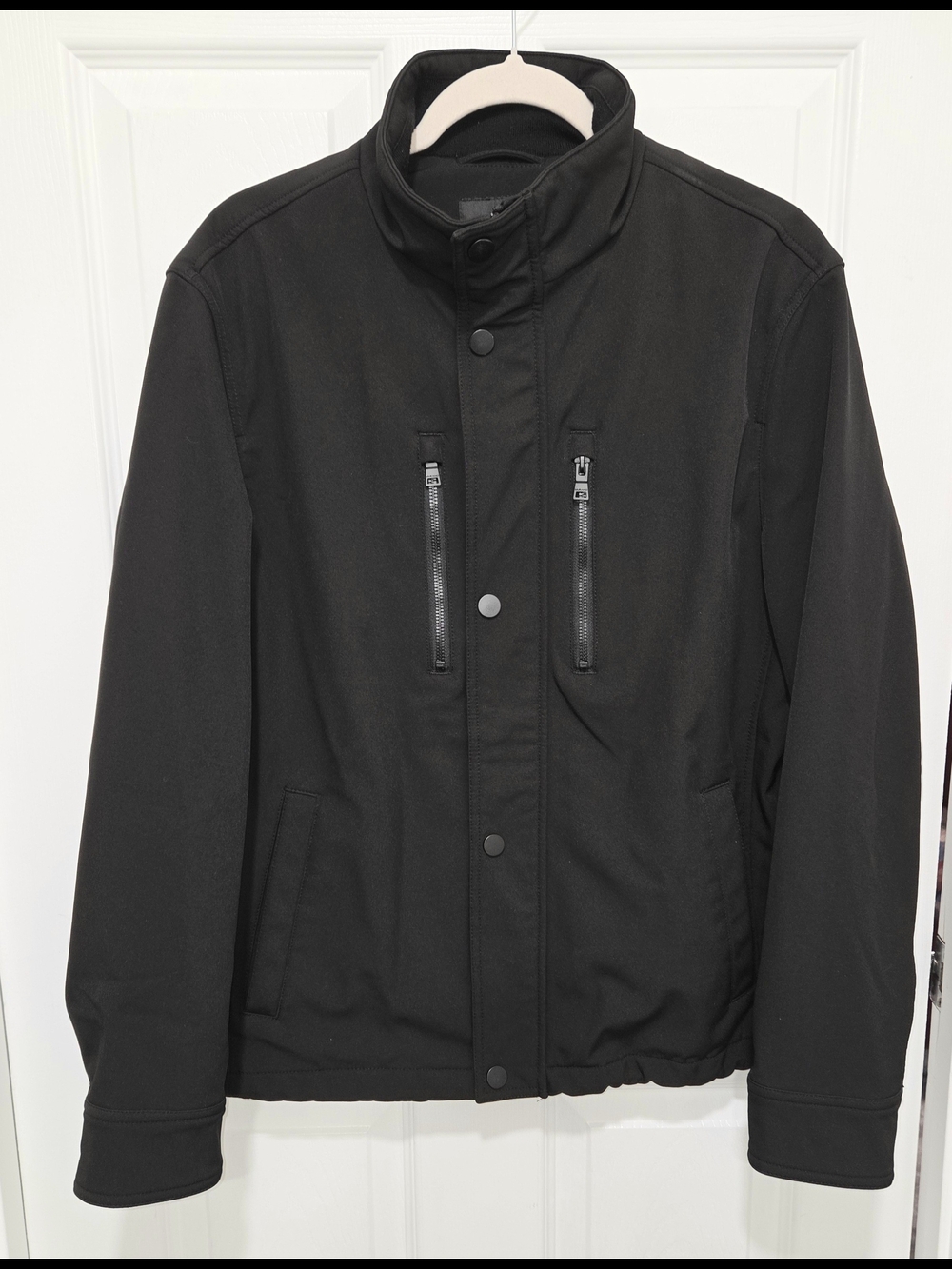 Murano Mens Jacket Men's L Black Insulated Zip Buttons Long Sleeve Warm.